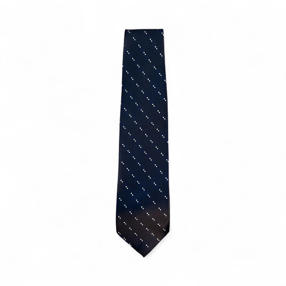 Bordeaux All Over Print Mens Tie Navy Blue and White 58.5”